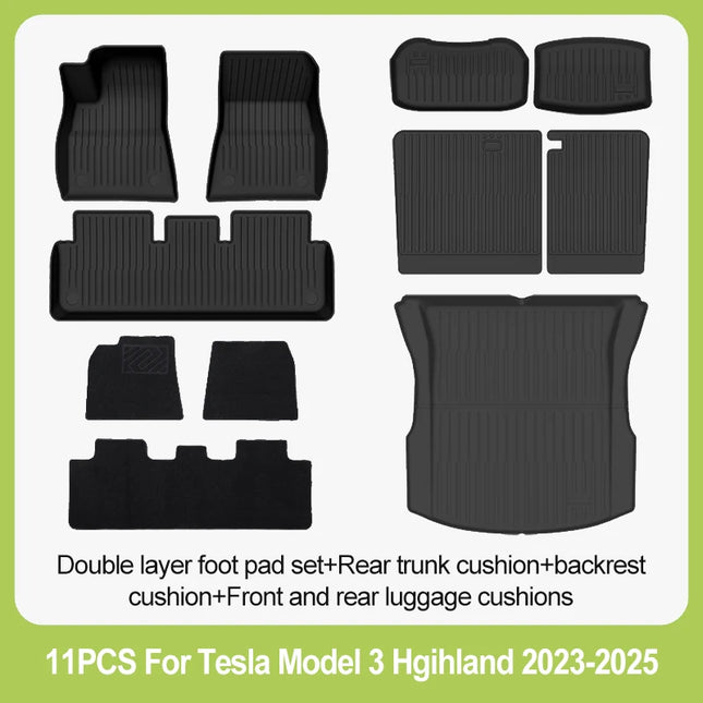 Car Floor Mats Cargo Liner For Tesla Model 3 Highland 2024-2026 Waterproof Anti-slip Trunk Mat TPE Pads All Weather Floor Liners