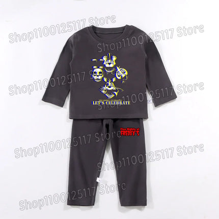 FNAF Pajamas Pants Set Children Thermal Underwear Suit Anime Five Nights at Freddy's Cool Clothing Suits Boys Girls Loungewear Gift