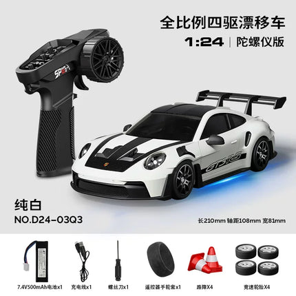 Gyro version SDSTAR RC Drift Car 1:24 Scale 4WD D24 Full Proportional Control Two Sets of Wheels Professional Remote Control Toy