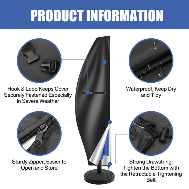 Outdoor Cantilever Umbrella Cover Waterproof Patio Parasol Cover Banana Straight Style All-Season Parasol Umbrella Protection