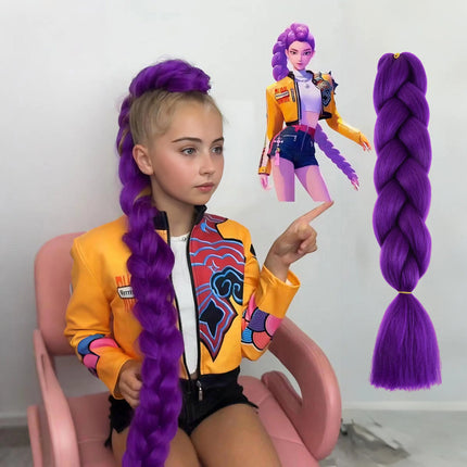 Purple Braiding Hair Pre Stretched Synthetic Kanekalon Crochet Hair Jumbo Braids Extensions Hair Accessories For Girls Braids