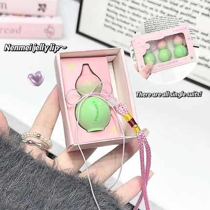 Cute Zucchini Jelly Lip Gloss Mirror Watery Gloss Liquid Lipstick Hydrating Lasting Moisturizing Tender Pink Student Lips Makeup