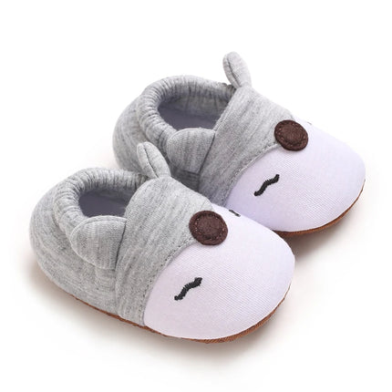Cartoon Animal Pattern Newborn Baby Shoes Boys Girls 0-18M Slippers Soft Sole Non-slip Crib First Walker Winter Warm Booties