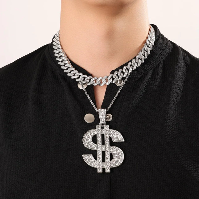 Hip Hop Fashion Accessories From Europe And America HIPHOP Dollar Shaped Pendant Necklace Hip-hop Men's Necklace Pendant
