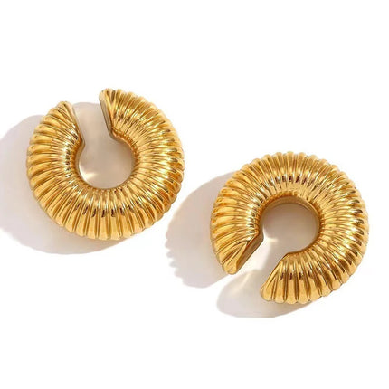 1 Pair Smooth Round C Shape Clip On Women Earrings Lightweight Without Piercing Cartilage Ear Cuff Gold Silver Color Earrings