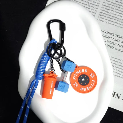 Dopamine Fitness Series Pendant D-shaped Buckle Detachable Barbell Plates Key Chain Bag Charm Creative Large Dumbbells Keyring