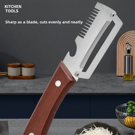 Multifunctional Peeler & Scallion Shredder, Stainless Steel Peeler, Scallion Slicing Tool, Kitchen Fruit Vegetable Peeler, Melon