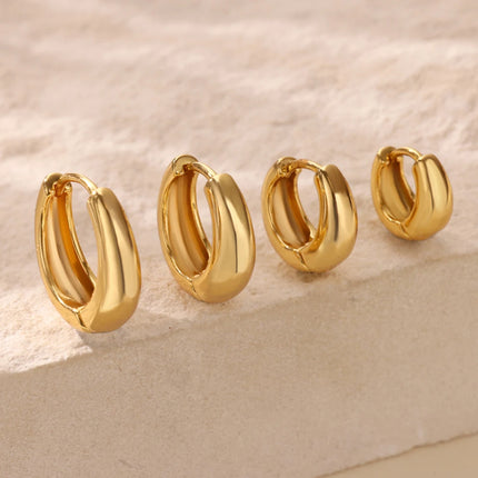 Classic Hoop Earrings for Women Girls Gold Color Chunky Stainless Steel Earrings 2026 Trend New in Minimalist Ear Jewelry aretes