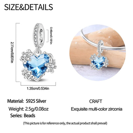 Original 925 Sterling Silver Charms Beads Cute Mushroom Unicorn Love Wings Pearl Charm for Bracelet Pendant Woman Girl Jewelry