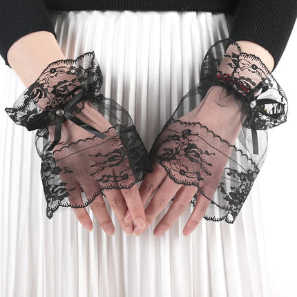 Detachable Cuffs Female Sweater Fake Sleeves Out Crochet Lace Floral Lace Horn Cuffs Embroidery Flounces Ruffles Sleeve Cover