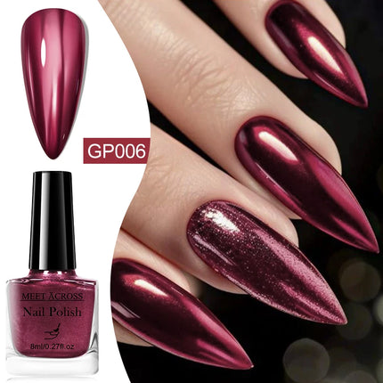 MEET ACROSS 8ml Glass Bottle Water-Based Peel Off Nail Polish Spring Summer Colorful Glitter Nail Art Varnish No Need Lamp