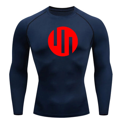 New Gym Short Sleeve Running T-Shirt Men's Compression Long Sleeve Shirt Sun Protection Quick Drying Sports Top Black Sportswear