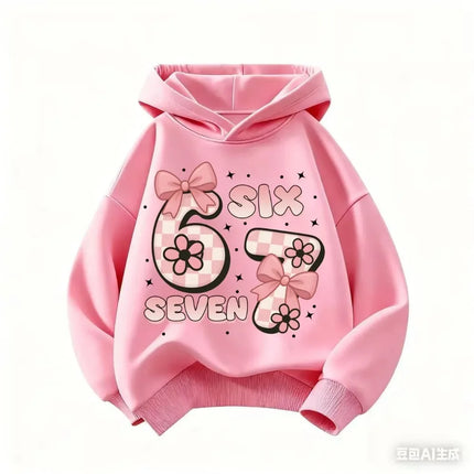 Autumn SIX SEVEN 67 Digit Print Children's Hoodies Boy Girl Casual Fashion Sport Pullover Kid Comfortable Fleece Sweatshirt