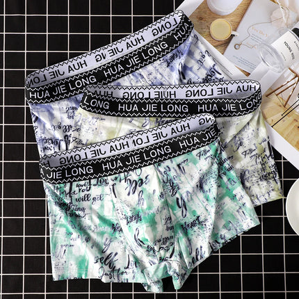 1/3PCS Fashion Letter Print Men's Underpants Summer Thin Smooth Ice Silk Men's Panties Breathable Mesh Crotch Underwear for Man