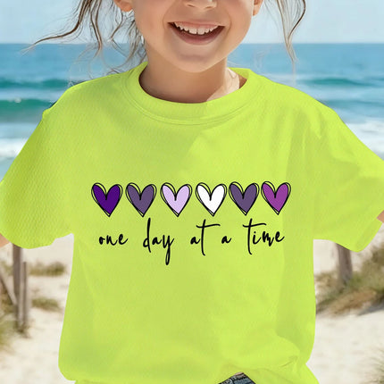 Cartoon Heart Graphic 3D Printed Girl Clothes Casual Short-Sleeve Round Neck Top for Girls Summer Fashion Children's Clothing