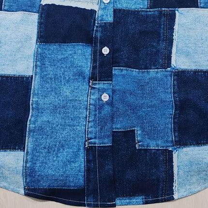 Plus Size 1XL-5XL Women's Lantern Sleeve Shirt Plaid Contrasting Button Top Casual Breathable Lapel Shirt