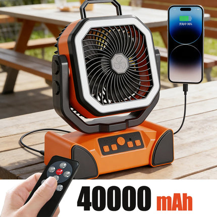 Outdoor Portable Fan 50000mAh Battery Operated withTurbo High-Speed Brushless Motor Auto-Swing for Camping Hiking Picnic BBQ