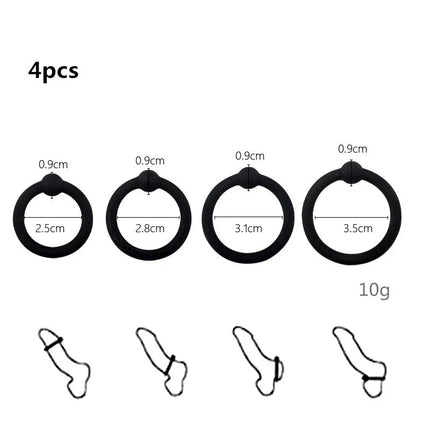 3/4 pcs Penis Rings Cock Rings Sleeve Delay Ejaculation Silicone Beaded Time Lasting Erection Sex Toys for Men Adult Games
