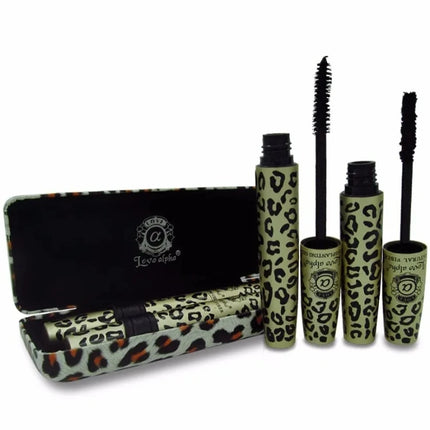 1 Set / 2 Pcs High Quality Love Alpha 3D Fiber Lashes Mascara Rimel Makeup Set Maquiagem Wild Leopard Waterproof Double Mascara