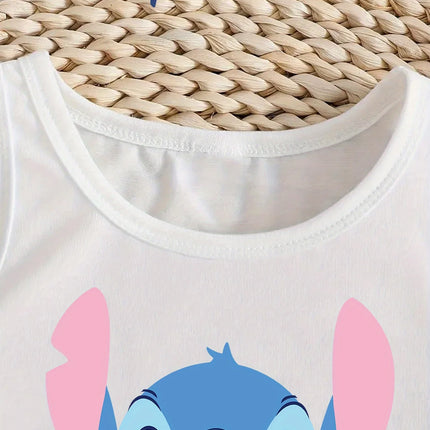 Disney Official Stitch Girls Summer Crisscross Tank & Skirt Set. Breathable, casual, versatile sporty style. Best gift!