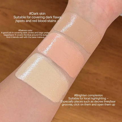 3-Color Correcting Concealer Strip Palette Hydrating Eye Brightening Concealer Contour Cream Full Coverage Oil-Control Makeup