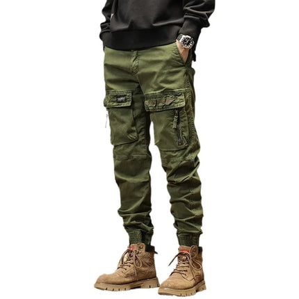 The new men's American retro sporty design in 2025 features multi-pocket, versatile drawstring work pants and stretch trousers