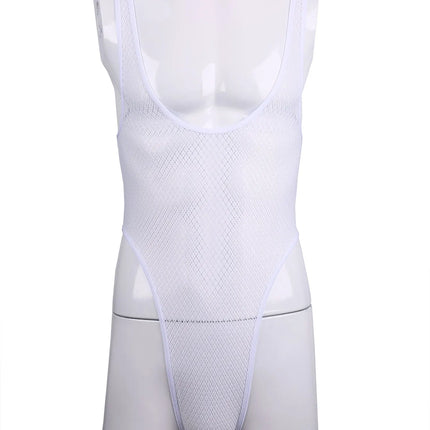 Men's Thong Bodysuit Sexy Lace Jumpsuit, Semi-transparent Sexy Lingerie