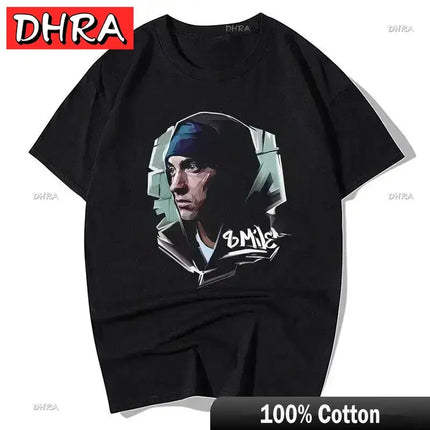 Summer Rapper Eminem Graphic Printed Tshirt Men Retro Cotton Hip-hop Fashion Casual T-shirt Women Cool Music Style Tops Clothing