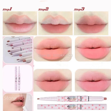 FLORTTE Dual-ended Lip Liner Pencil Natural Matte Cute Animals Nude Lipstick Pen Long Lasting Lip Gloss Korean Cosmetic Make Up