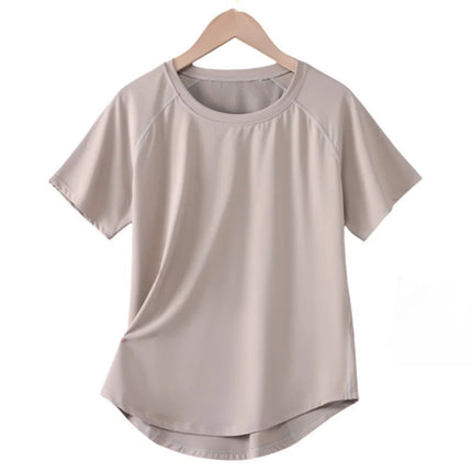 DRUR Women Sports T-shirt Short Sleeve Quick Dry Loose  Compression Shirt Female Summer Fitness Sweatshirt Running Gym Tops New