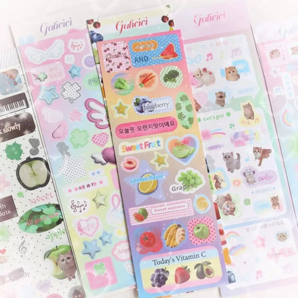 MINKYS New Arrival 3pcs 6pcs Kawaii Bear Ribbon Laser Bling Stickers DIY Scrapbook Stickers Confetti Decoration DIY Photo Frame