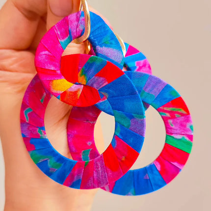 Original Design Handmade Custom Silk Earrings Exaggerated Large Hoops Fashionable Minimalist Women's Large Loop Earrings