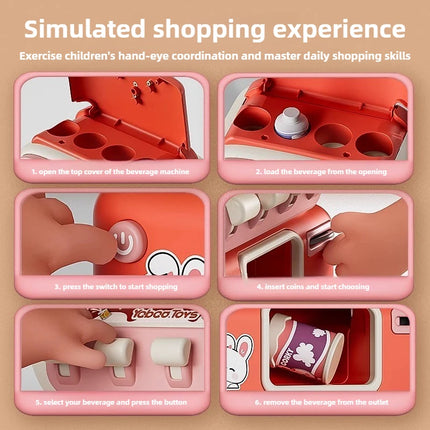 Auto Drinks Vending Machine Toys Children Coin Operated Game Simulation Mini Beverage Machine Kids Pretend Play Christmas Gifts
