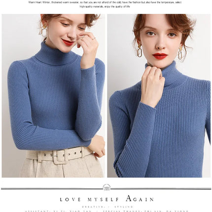 Heliar Women Fall Turtleneck Sweater Knitted Soft Pullovers Cashmere Jumpers Basic Soft Sweaters For Women 2024 Autumn Winter