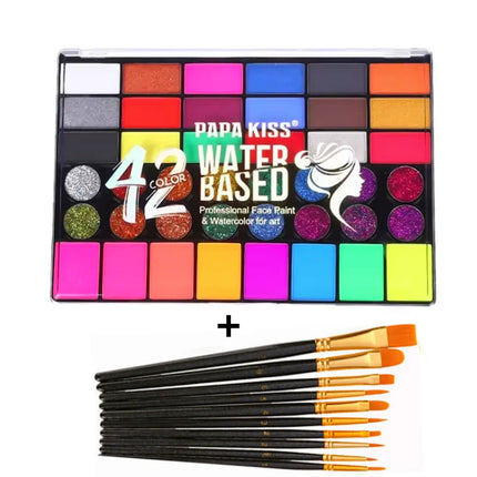42 Colors Water Soluble Face Body Painting Set UV Neon Glitter Face Paint Art Halloween Christmas Party Body Paint Makeup Kit