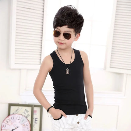 1pc Pure Cotton Kids Underwear Boys Girls Vests Children's Ventilated Vest Tops Student Sport Tank Top Baby Clothes Sleeveless Tee