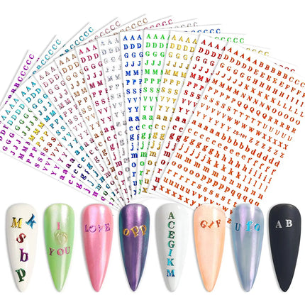 Letter Nail Art Stickers 12 Sheets / Stickers Lettres Ongles