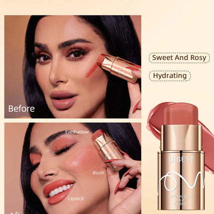 6 Colors Cream Blush Stick Waterproof Long Lasting Cheek Lip Eye Makeup Blendable Natural Flush For Women Daily Use
