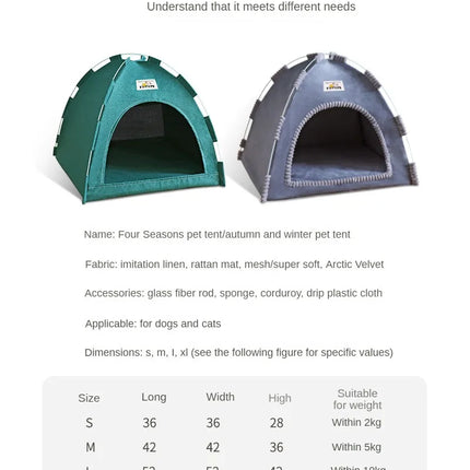 Foldable Cat House Pet Tent Four Seasons Universal Cat and Dog Pet Nest Summer Cool Mat Outdoor Portable Foldable Breathable