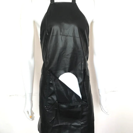 M-2XL Sexy Black Soft Faux Leather Men Front Open Crotch Zipper Pocket Apron DS Night Club Pinafore Backless Sexy Lingerie