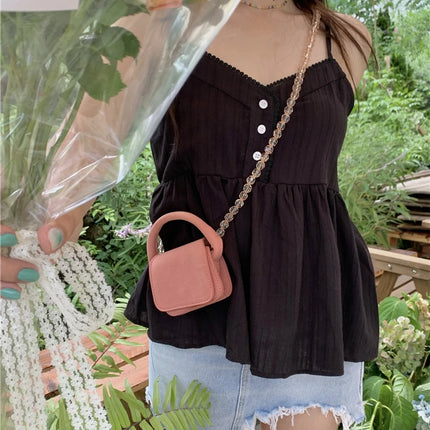 Pure Cotton Mini Strap Vest Women's Youthful Solid Color Versatile Sweet First Love Sle Casual Comfortable Top