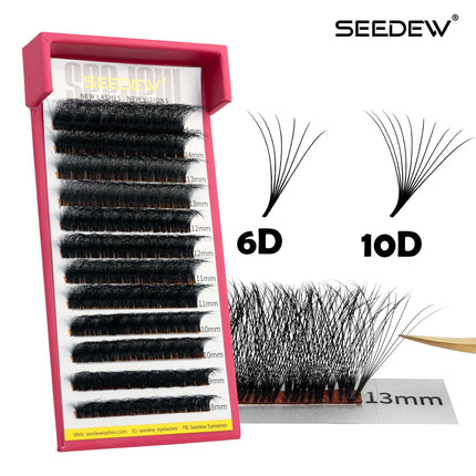 SEEDEW Large Capacity 6D/10D Lashes Easy fanning Fast Fan Blooming Eyelash Extensions Automatic Flowering Volume Eyelash