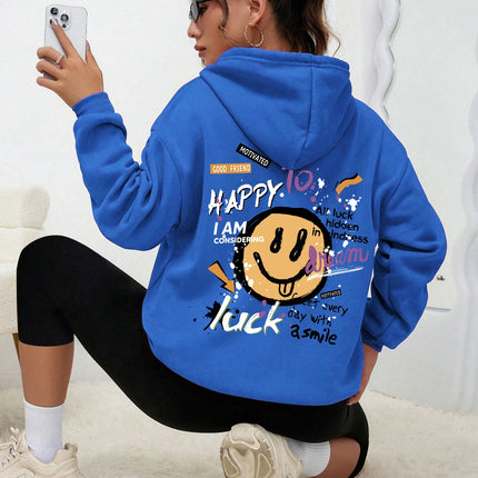 Interesting Graffiti Printing Women Hoodie Fashion Street Hoody Casual Versatile Sweatshirt Autumn Fleece S-Xxl Female Clothing