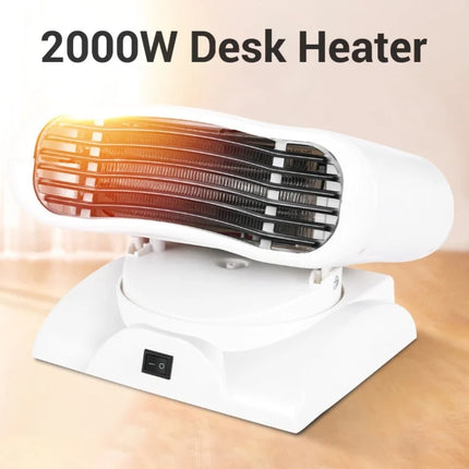 Portable Space Heater Cooler 2000W Auto Oscillating Desk Fan For Home Bedroom Living Room Office