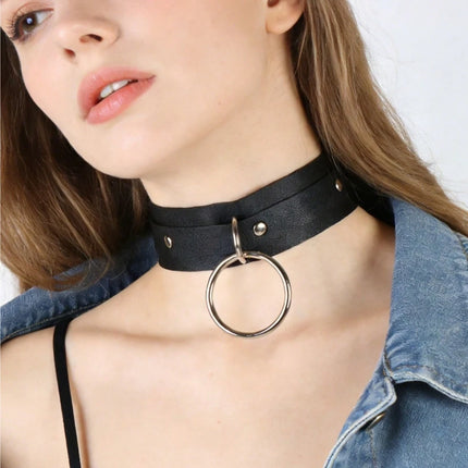 PU Leather Adjustable Women's Fashion Necklace Gothic Punk Y2K Style Collar Retro Erotic Couple Dating or Nightclub Accessories