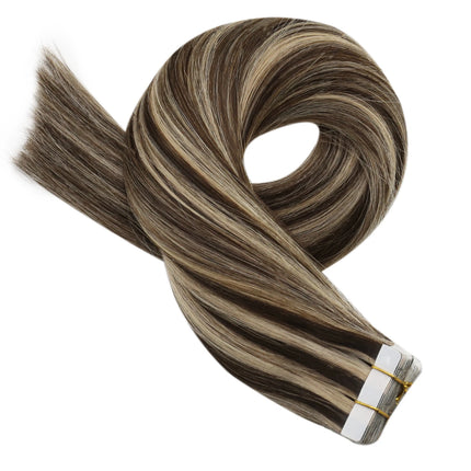 Moresoo Tape in Human Hair Extensions Brazilian Straight Remy Hair Extension Natural Invisible Seamless Tape ins 100% Real Hair