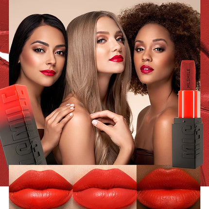 3-Piece Embossed Matte Lipstick Set, Long-Lasting and Hydrating, Easy Application for a Natural Look, Smooth Velvet Matte Finish