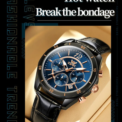 OPK 6066 Man Watch Fashion Original Business Quartz﻿ Wristwatch Waterproof Luminous Week Date Calendar Window Watch For Man