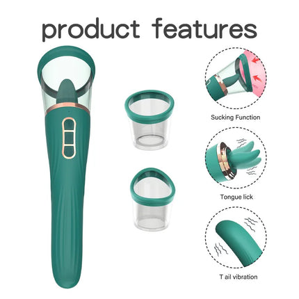 Tongue Licking with Sucking G Spot Vibrator 3 in 1 Sex Toys for Women Powerful Clitoral Nipple Oral Sucker Stimulation Massager