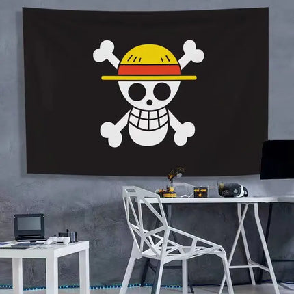 One Piece 90*150CM Polyester Pirate Monkey D.Luffy Skull Flag One Piece straw hat pirates Trumpet banner flag